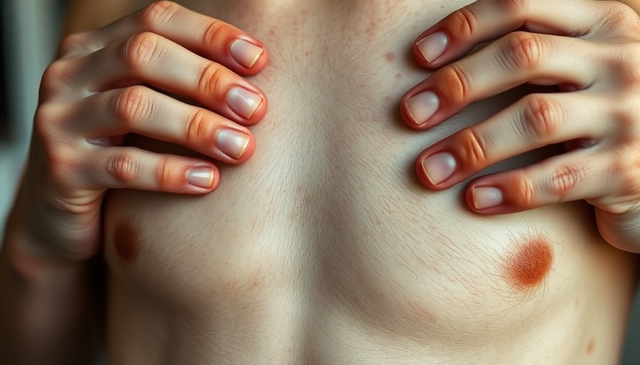 Close-up of stretch marks and hands; non-invasive treatments for stretch marks