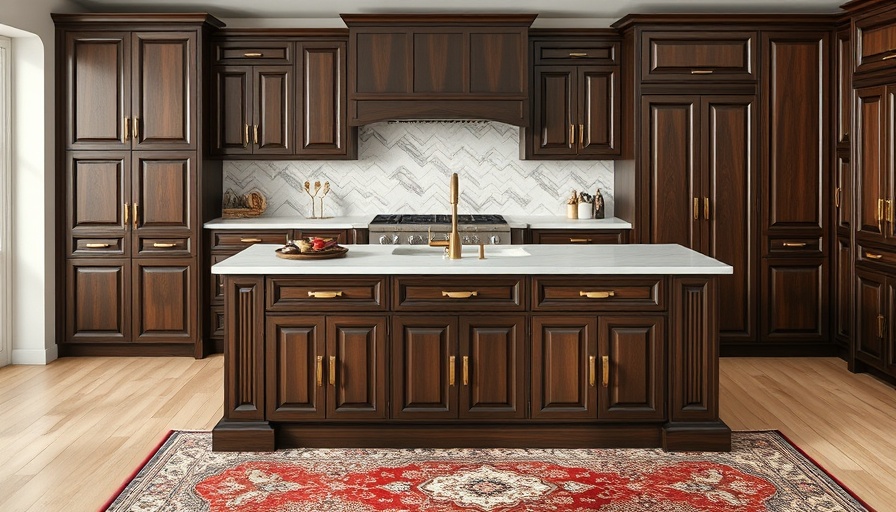 Elegant luxury kitchen design with dark wood island