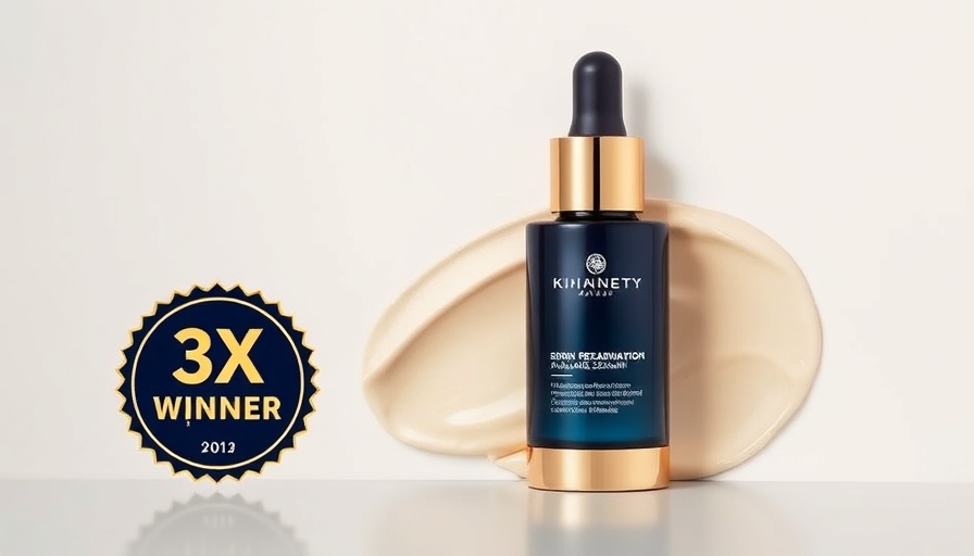 Award-winning non-invasive treatment serum with cream swatch.