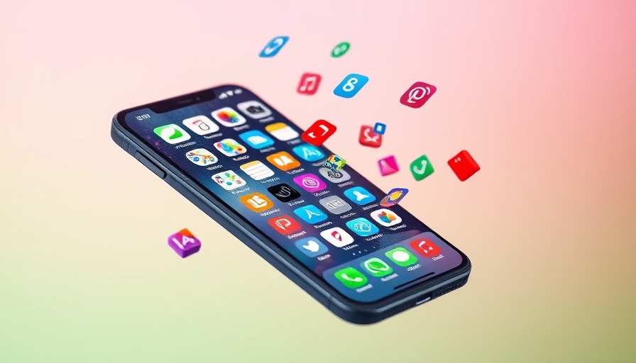 Smart home management apps on vibrant smartphone, colorful icons.