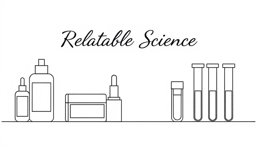 Illustration of skincare items with 'Relatable Science', peptides in skincare concept