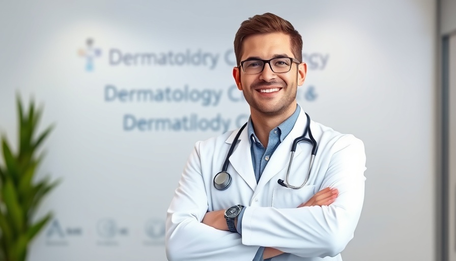 Dermatologist in clinic promoting combination therapies in dermatology.