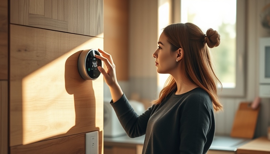 Woman adjusting smart thermostat, highlighting privacy and data collection.
