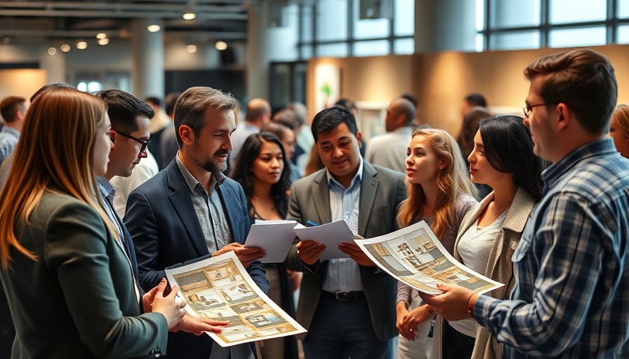 Professionals discussing elements at a kitchen design conference event.