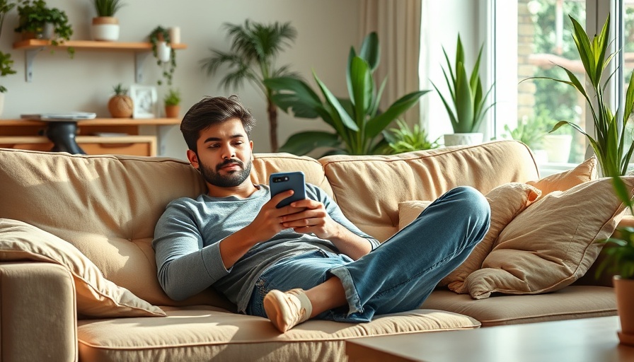 Cozy living room with relaxed individual, ideal for solo living security tips.