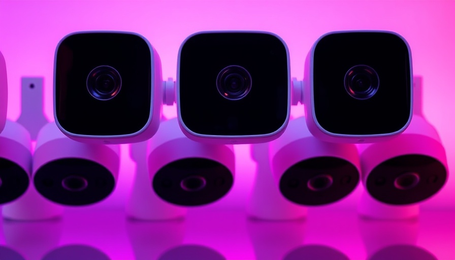 Arlo Security Cameras Deal: sleek cameras with a gradient backdrop.