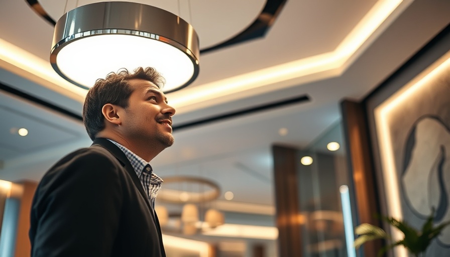Man exploring luxury kitchen lighting integration.