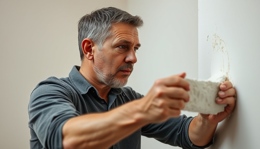 Home improvement demonstration with plastering technique.