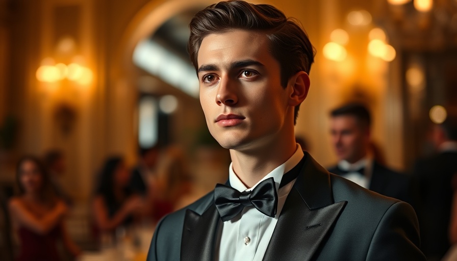 Stylish young man at event with elegant background