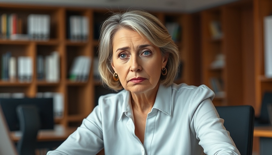 Confused woman in an office setting, discussing mortgage impersonation scams.