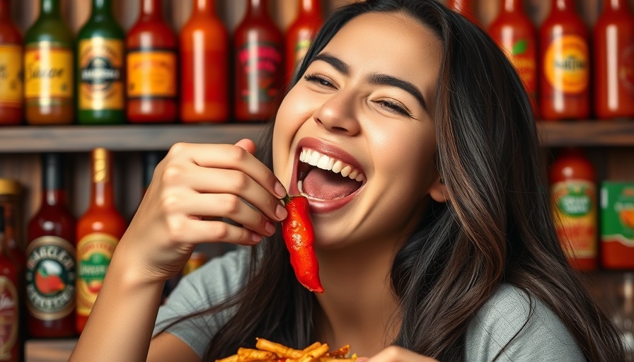 Young woman enjoying spicy food in Teeth Talk Challenge.