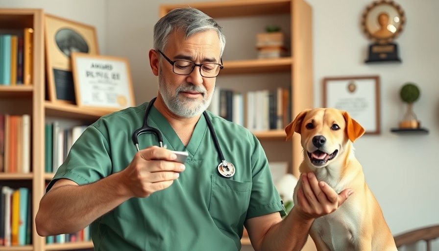 Man in scrubs explaining dog cyst remedies tips indoors.