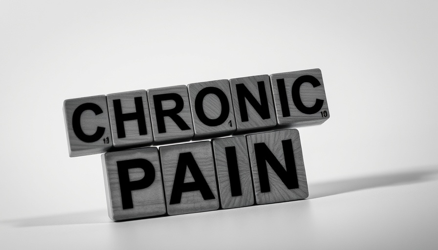 Monochrome close-up of 'Chronic Pain' wooden blocks.