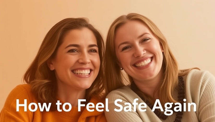 Podcast cover with two smiling women discussing restoring a sense of safety.