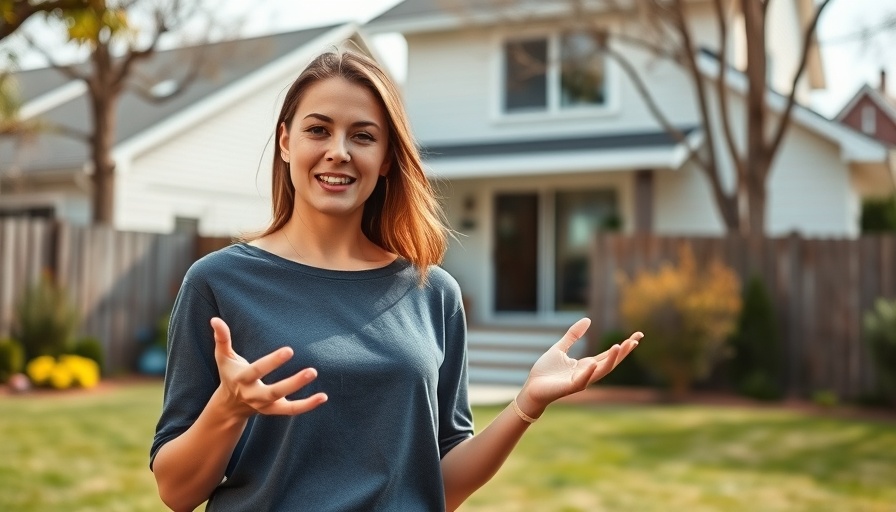 Young woman discussing backyard deck investment while standing outside.