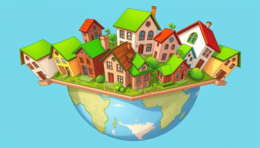 Whimsical houses on globe depicting Gen Z renting trends