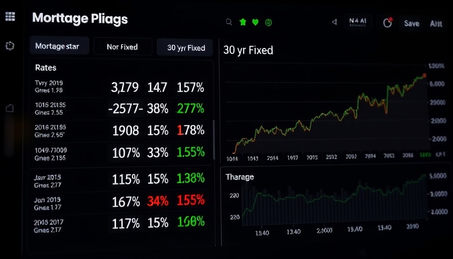 Mortgage rates dashboard showing trend and percentage changes.