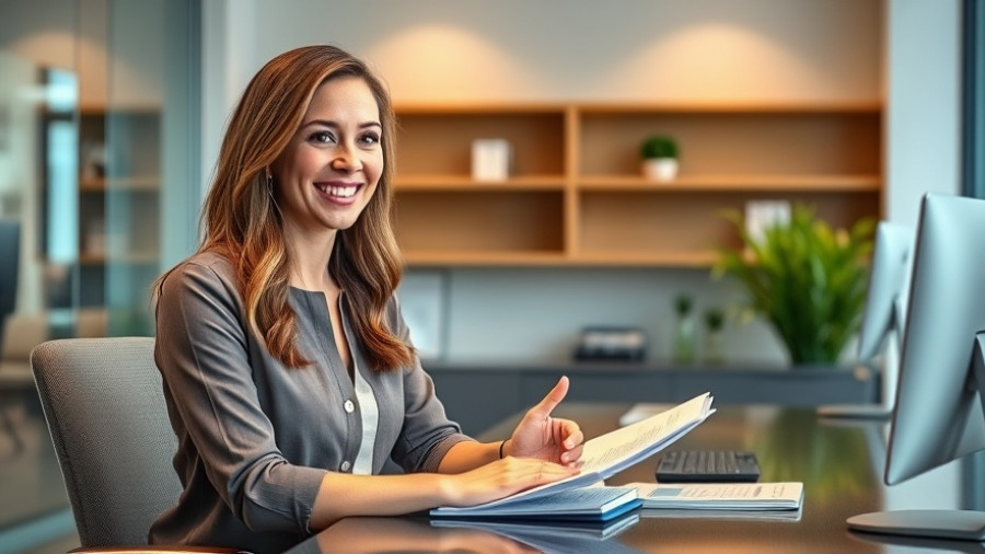 Smiling host in modern office discusses first time homebuyer steps after offer accepted.