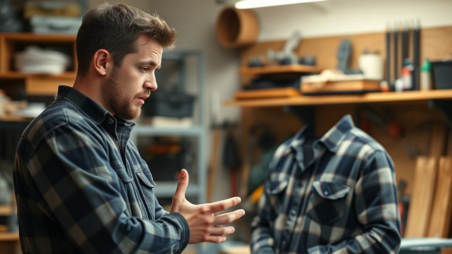 Engaged young man in workshop discussing roof repair