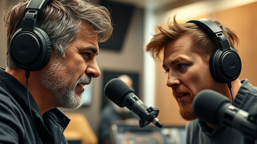 Two men discussing business in a modern studio