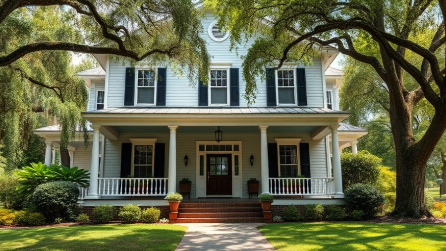 Charming southern house amidst lush greenery for Halloween towns.
