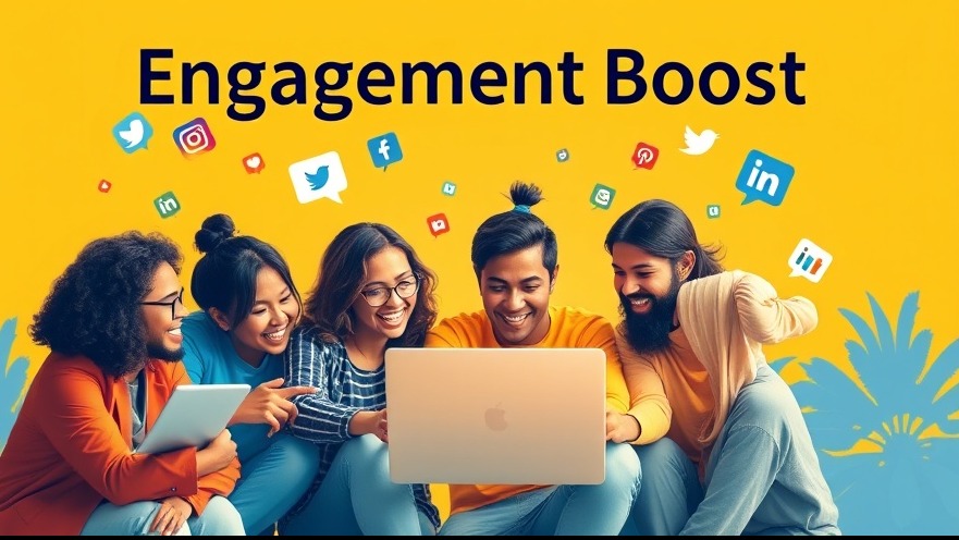 Engagement Boost: Diverse small business owners collaborating over a laptop with social media icons.