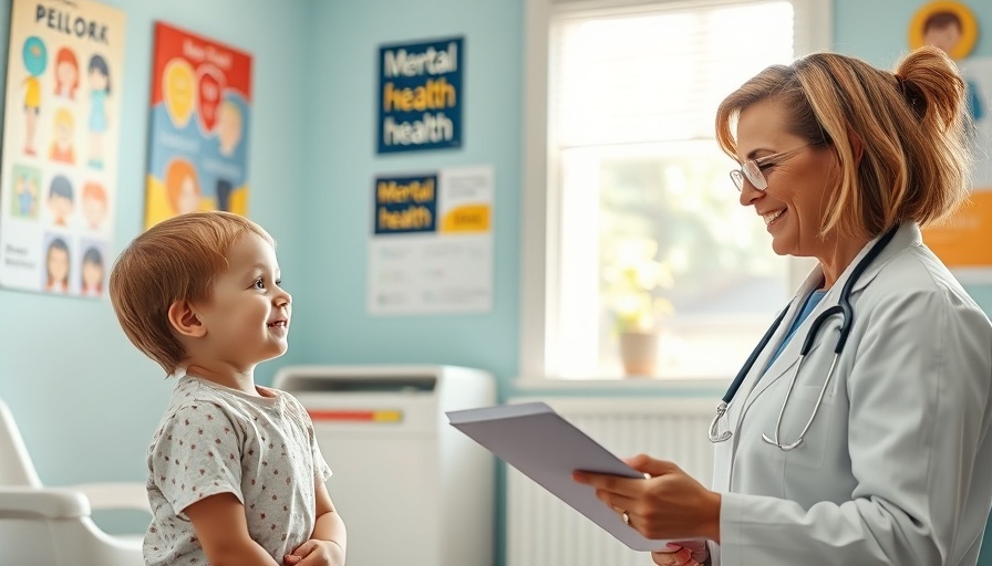 A pediatrician with a child discussing integrated pediatric mental health care.