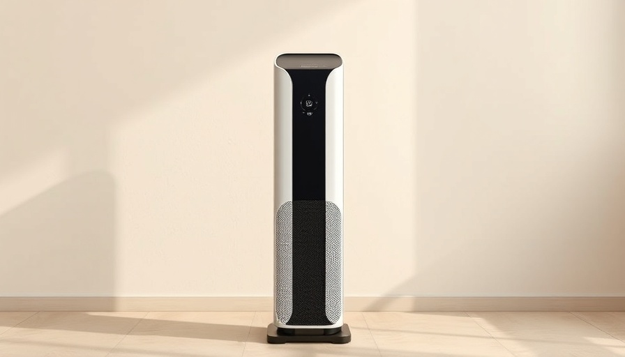 Sleek air purifier for asthma management in UK, modern design.