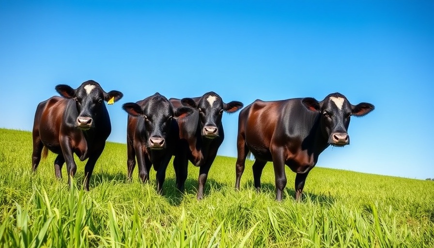 Black cows grazing illustrating grass-fed yogurt benefits.