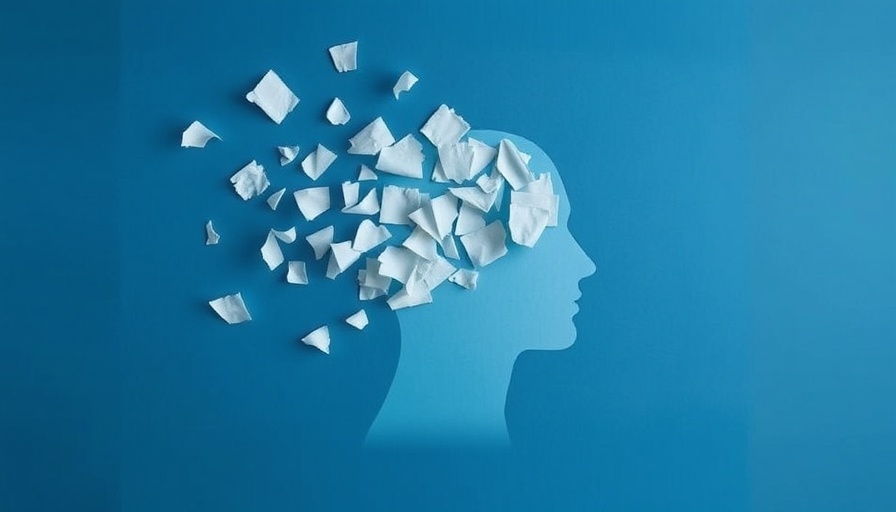 Abstract concept of cognitive decline with silhouette head and torn paper