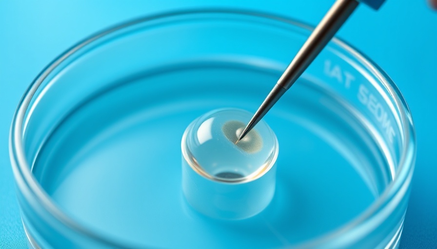 In vitro fertilization process with needle in petri dish.