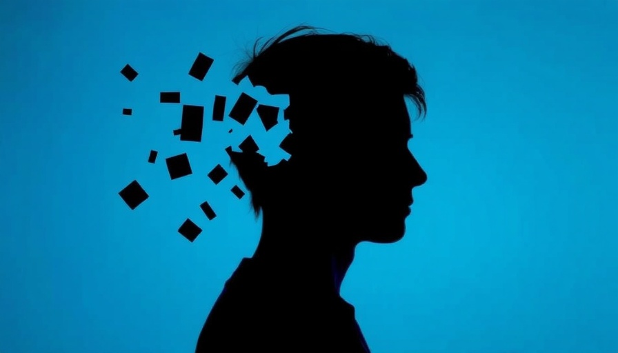 Head silhouette with fragments breaking away, representing memory loss in dementia.