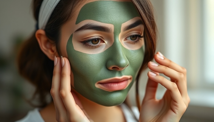 Woman applying green facial mask, beauty tips for busy women.