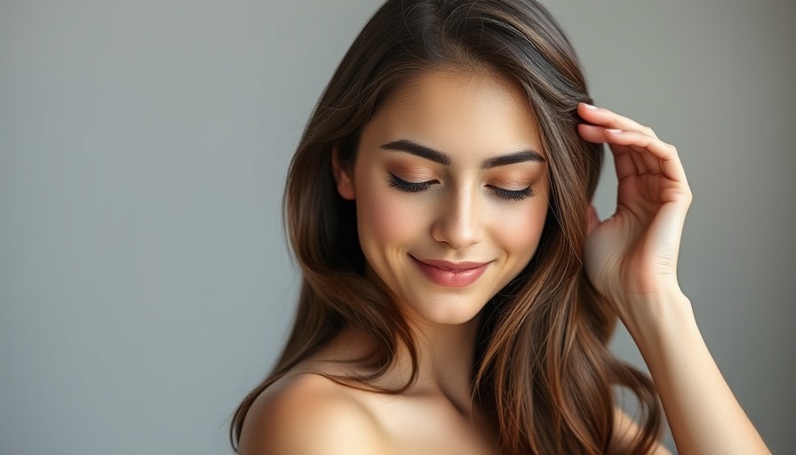 Graceful young woman touching hair, enhancing beauty with simplicity.