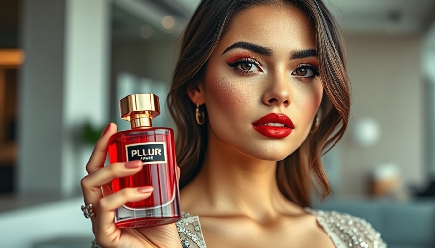 Phlur scents display and woman holding fragrance bottle.