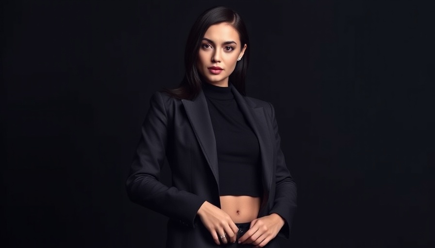 Fashionable woman with sleek black hair in a structured outfit.