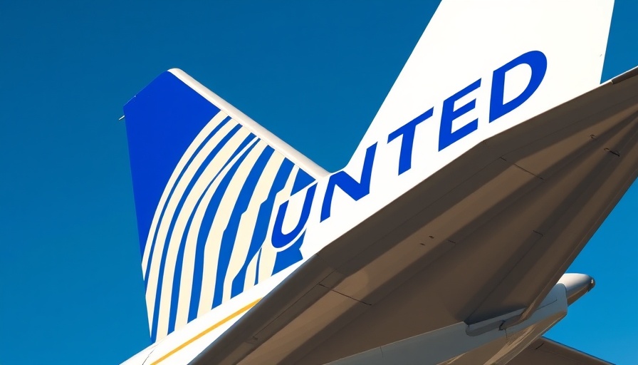 United Airlines airplane tail with logo against a blue sky.