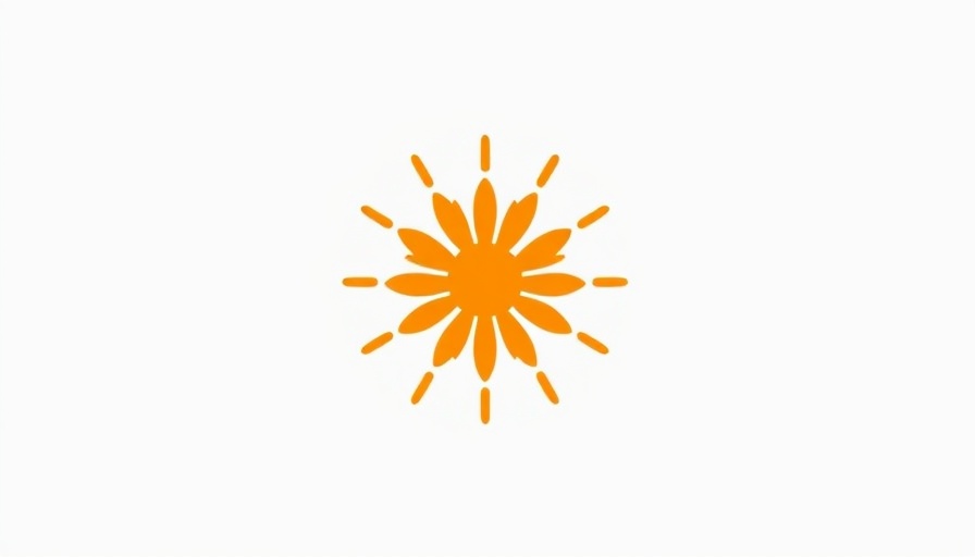Abstract orange sunburst logo design on white background.