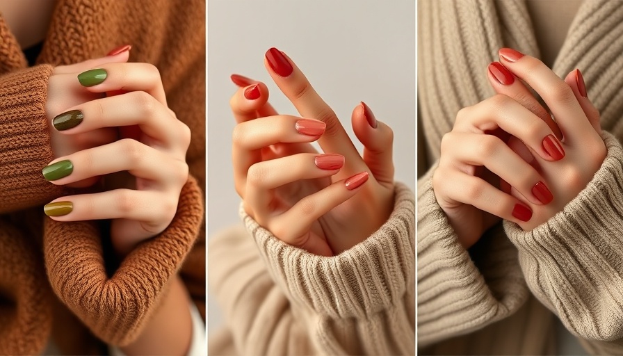 Collage of Spring Nail Colors 2025 featuring green, red, and brown.