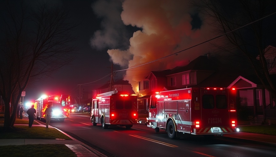 Emergency response to house explosion in East Price Hill at night.