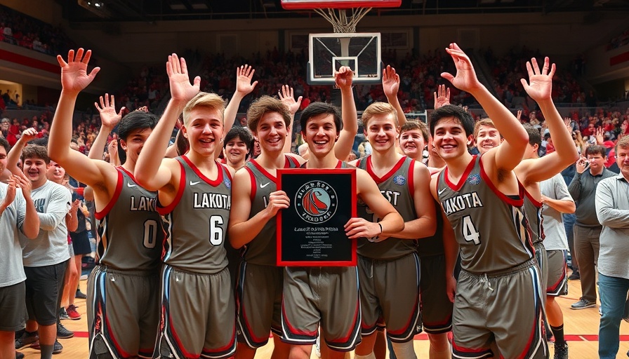 Lakota West boys basketball team celebrates regional championship victory.