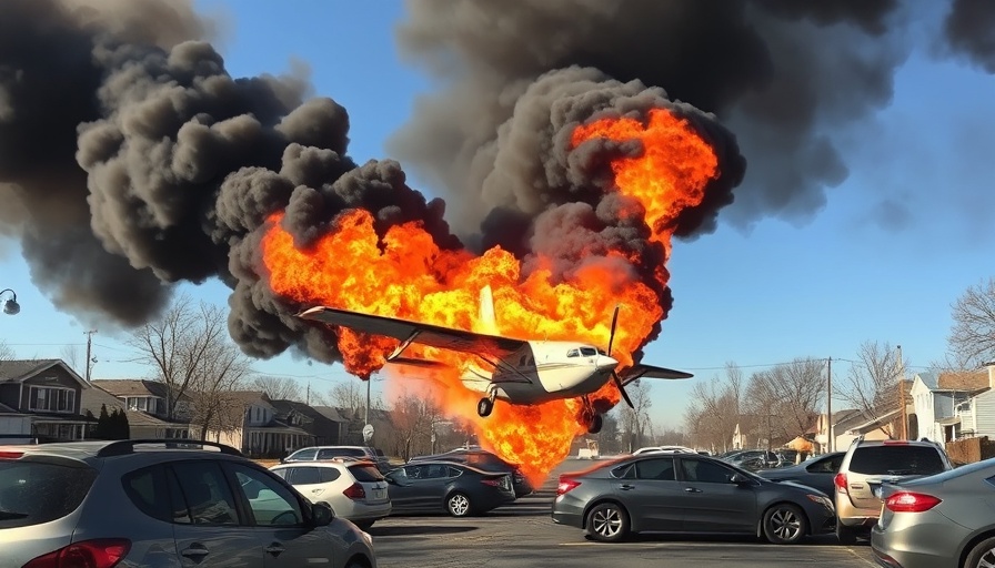 Small airplane crash Pennsylvania with intense flames and smoke.