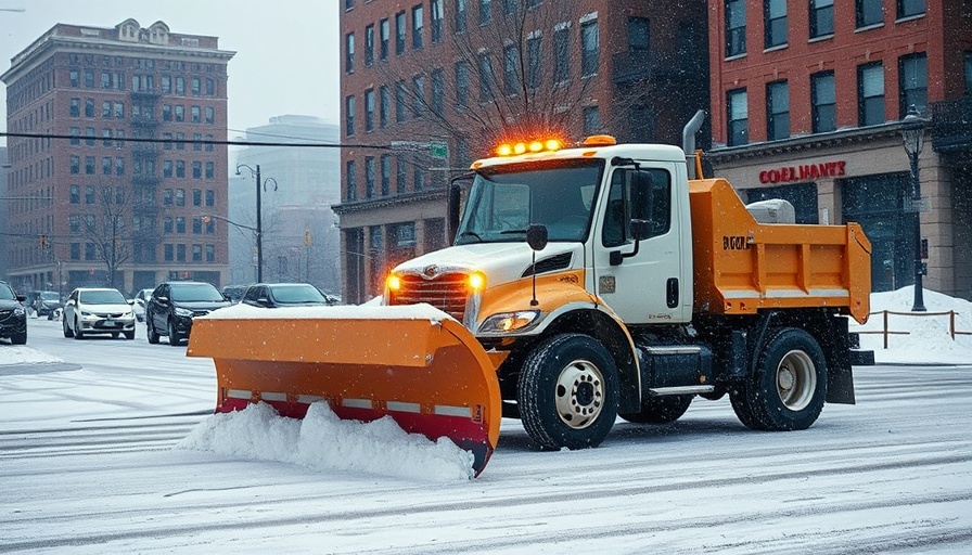 Heavy snowplow clearing street in Cincinnati, snow response funding.