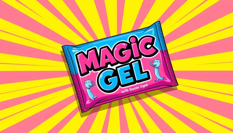 Magic Gel pack for back pain relief, vibrant design with colorful background.