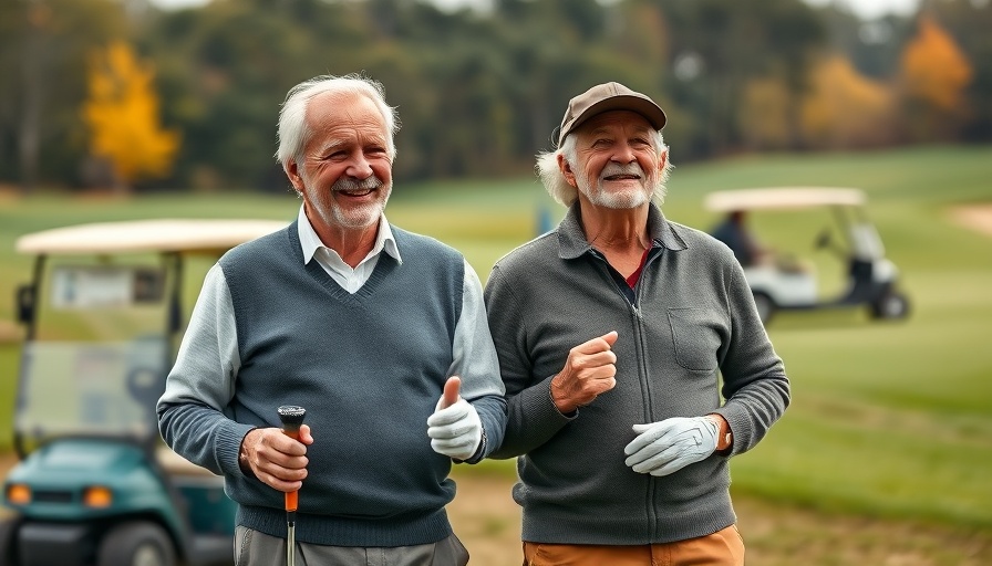 Elderly couple golfing, enjoying leisure activities, timing for joint replacement surgery context.
