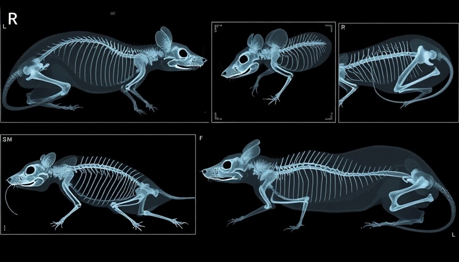X-ray images of mouse bones for gene therapy research.