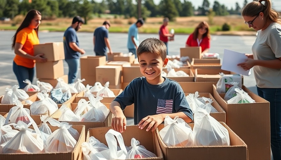 USDA Cuts Impact on Tri-State Nonprofits: Young boy distributing food supplies at charity event.