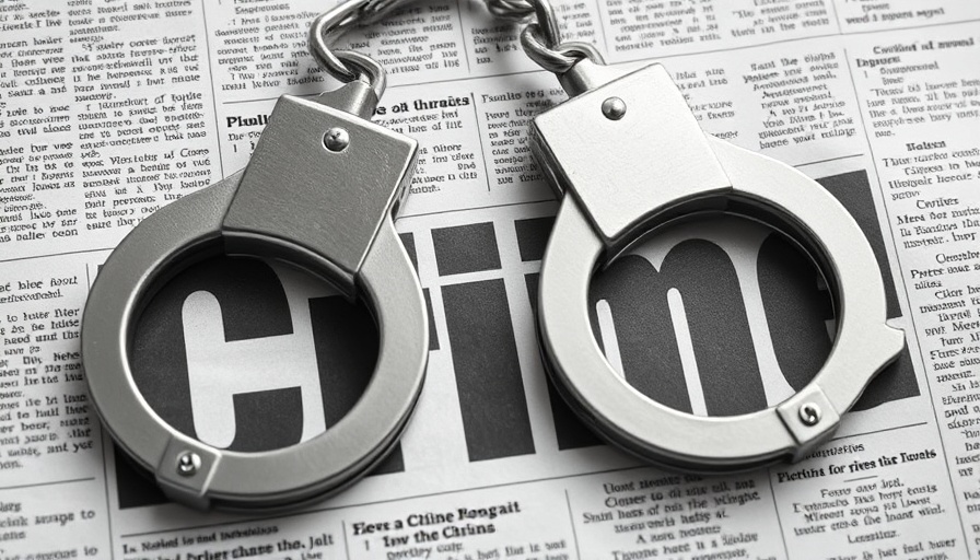 Close-up of handcuffs on newspaper with 'Crime' headline, symbolizing justice.