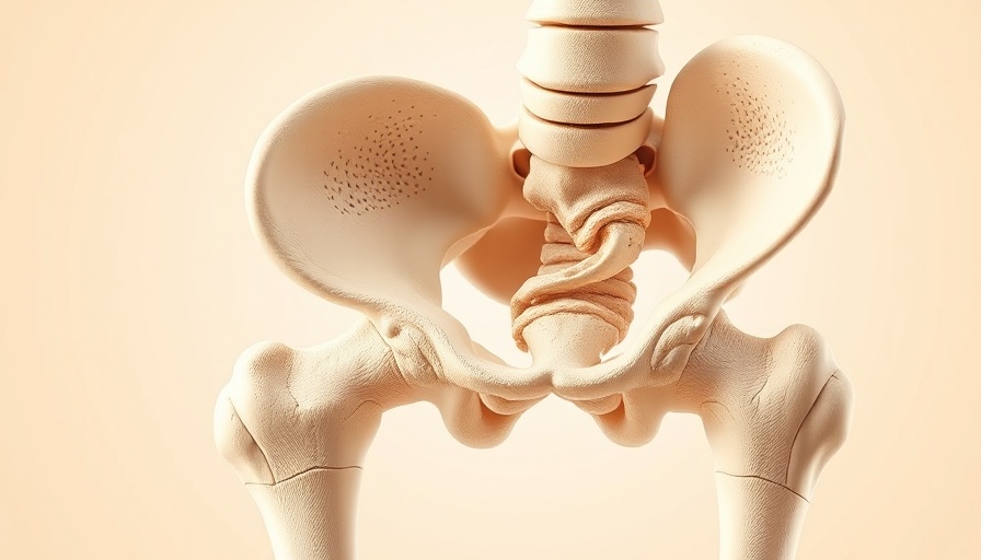 Anatomical bone illustration showing osteoporosis effects.