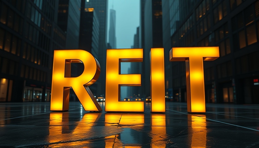 Golden REIT letters over abstract cityscape for Best REITs to Buy.